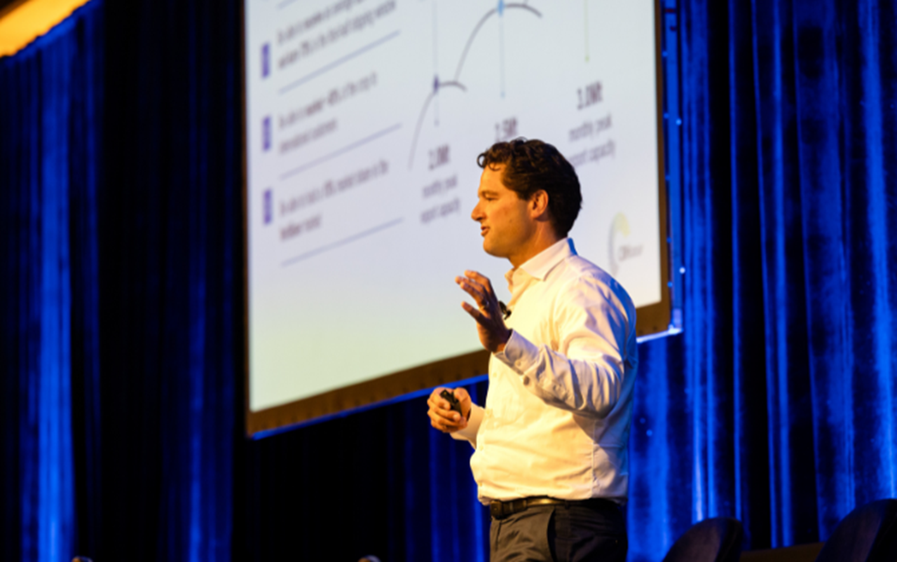 CEO Ben Macnamara presenting