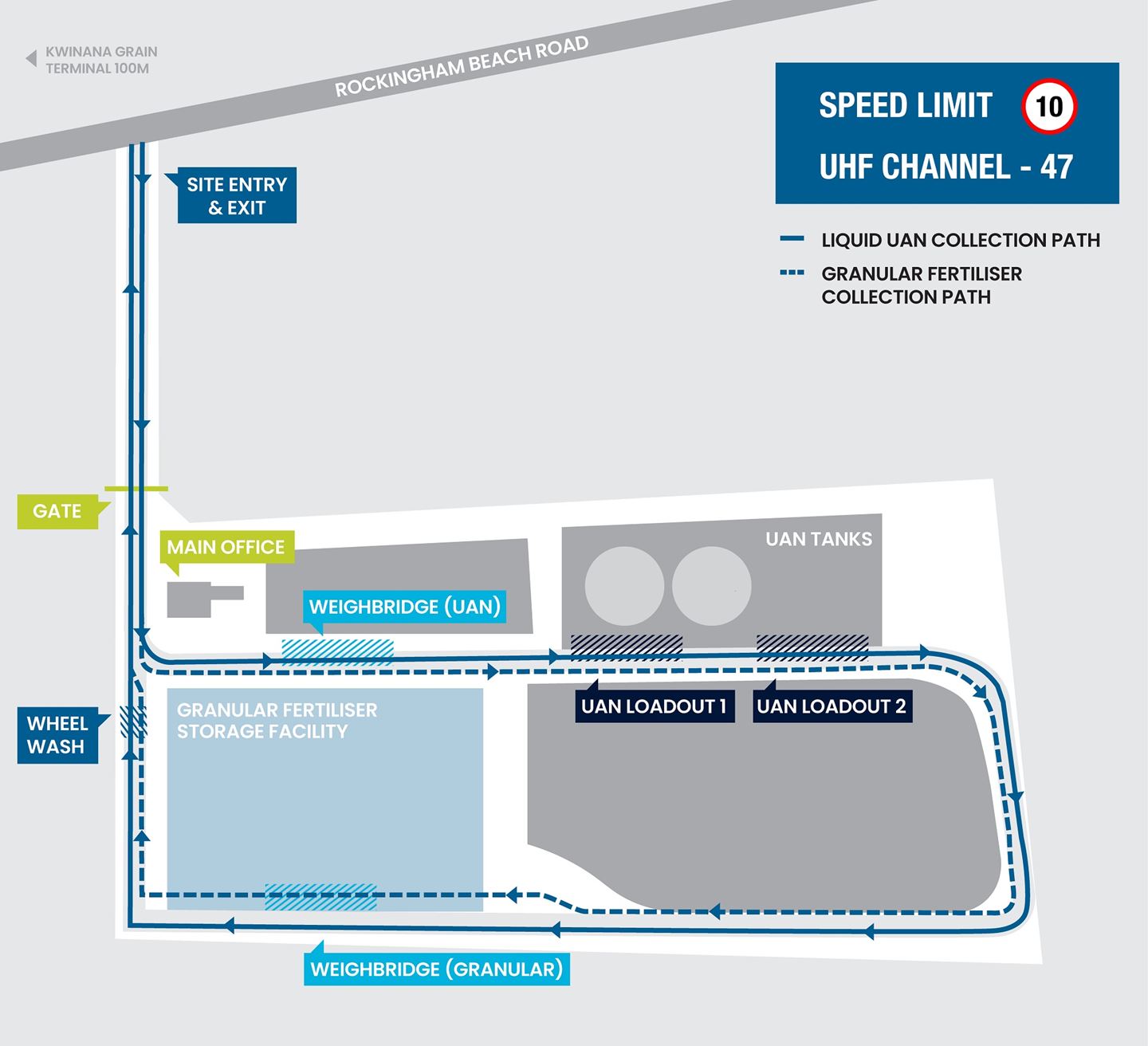 Kwinana fertiliser terminal map