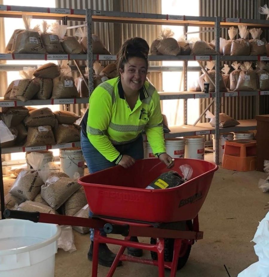 Woman with wheelbarrow