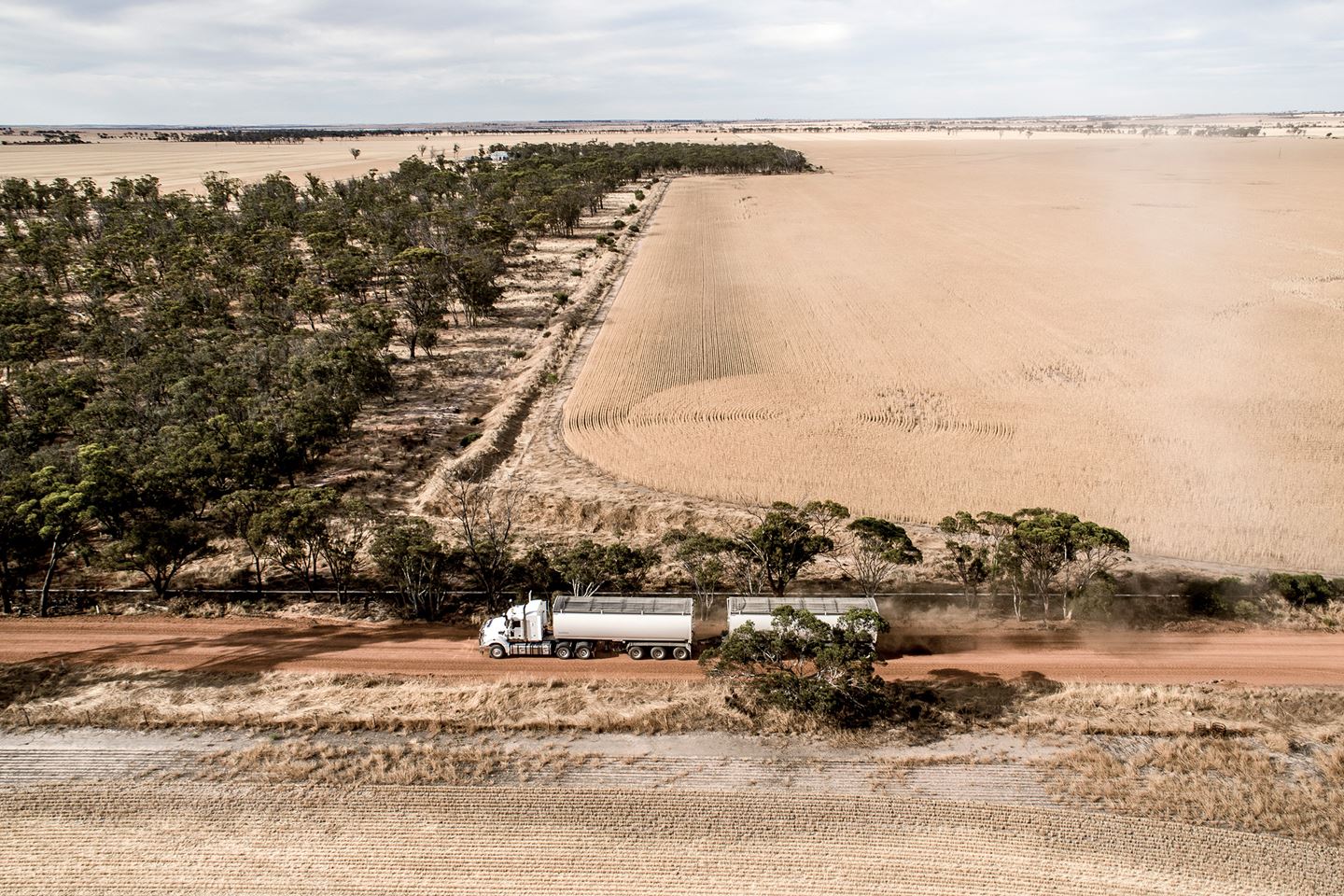 Truck on gravel road