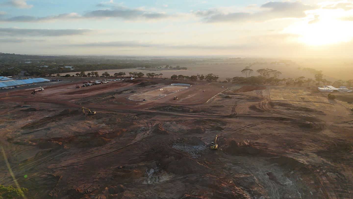 Aerial photo of earthworks at Corrigin site - March 2025