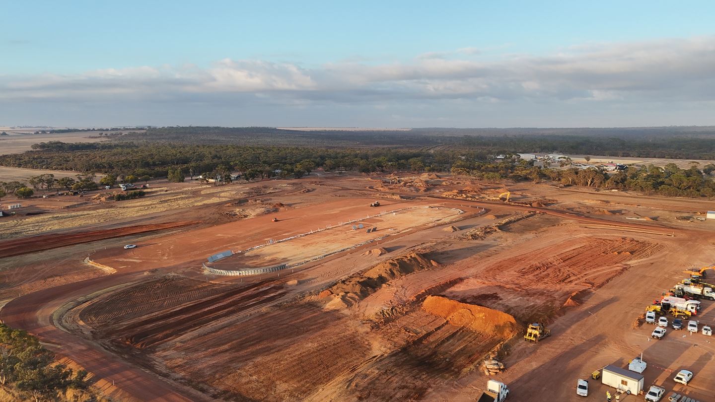 Aerial photo of earthworks at Corrigin site - March 2025