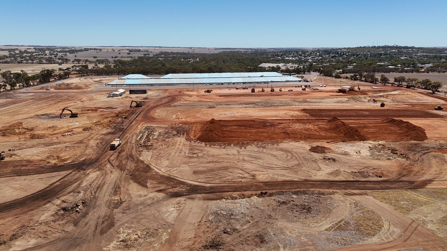Aerial photo of earthworks at Corrigin site - March 2025