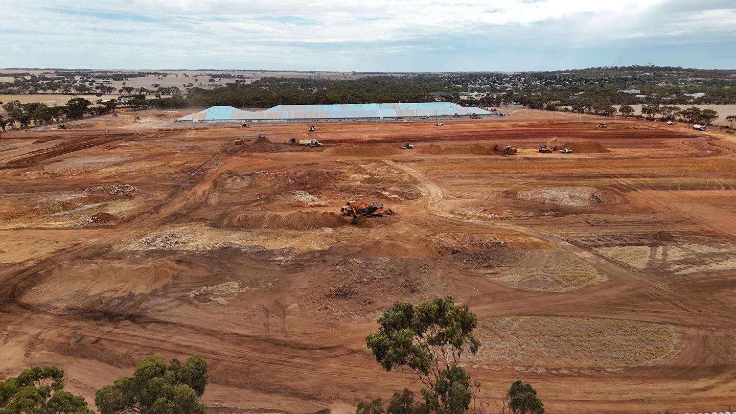Aerial photo of earthworks at Corrigin site - March 2025