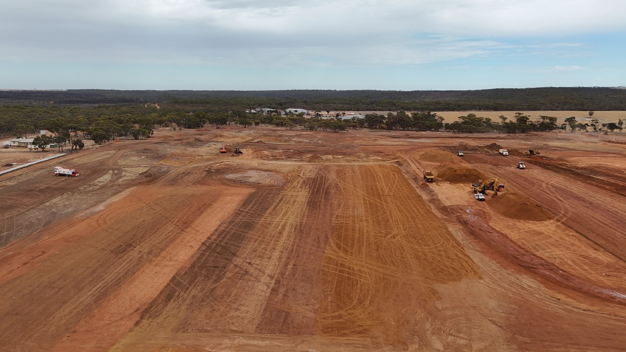 Aerial photo of earthworks at Corrigin site - March 2025