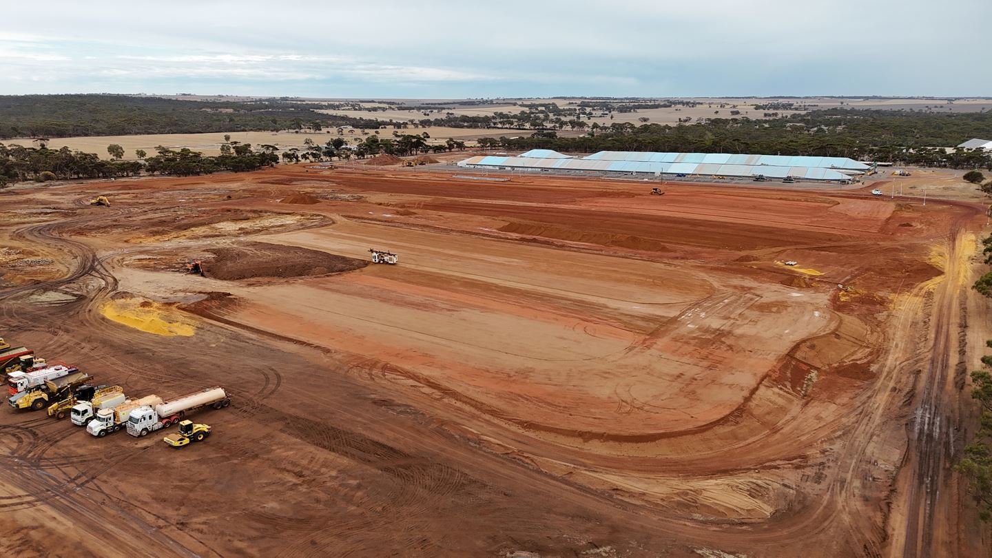 Aerial photo of earthworks at Corrigin site - March 2025