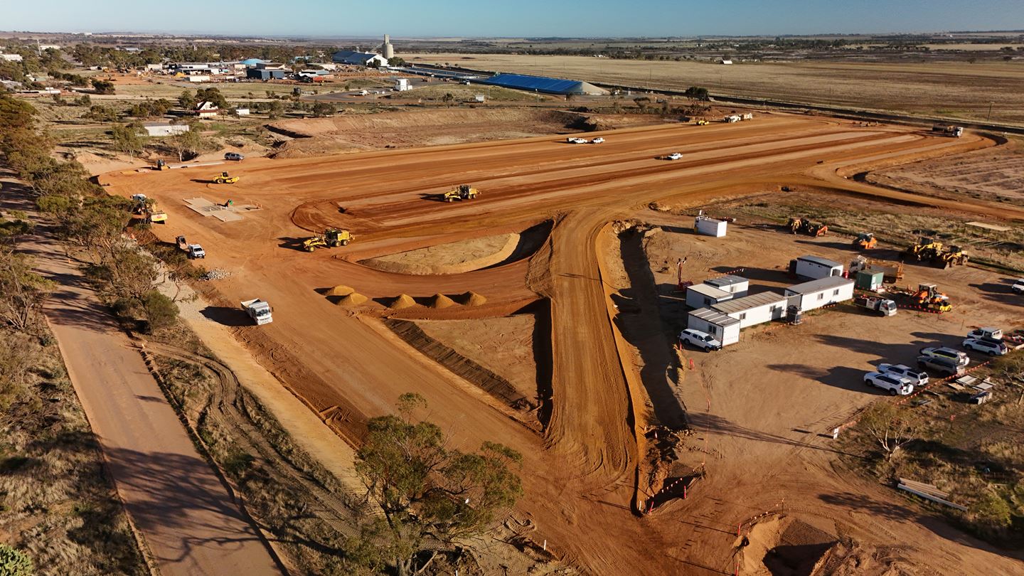 An Aerial Image on the site upgrade work starting in Cunderdin (May 2026) 