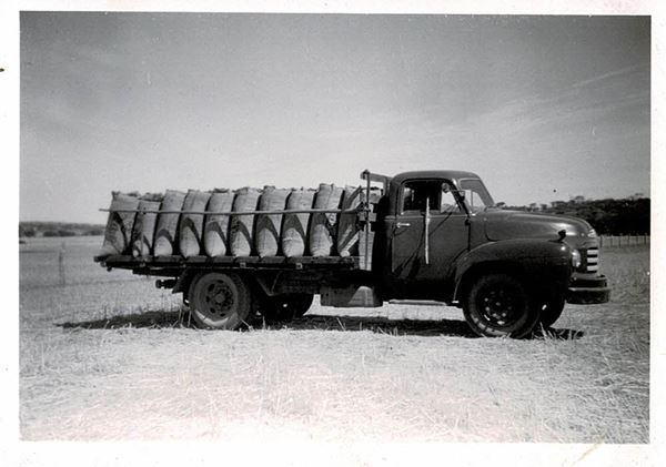 1950s bags of wheat on the Bedford truck Barry Green