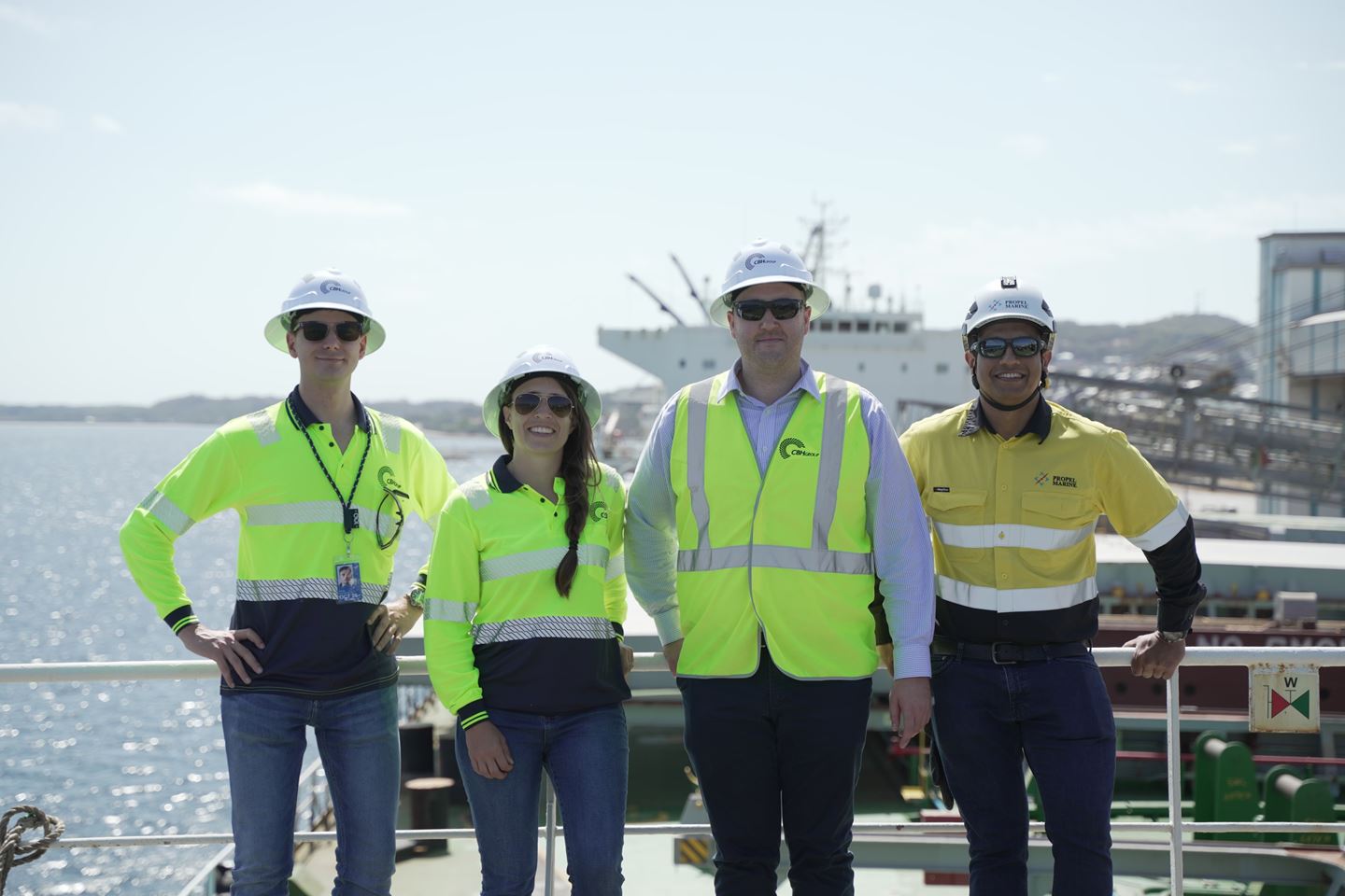 People in front of largest WA canola shipment